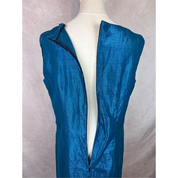 Vintage 1960s 70s Mod Metallic Blue Shift Dress Disco - Picture 6 of 6